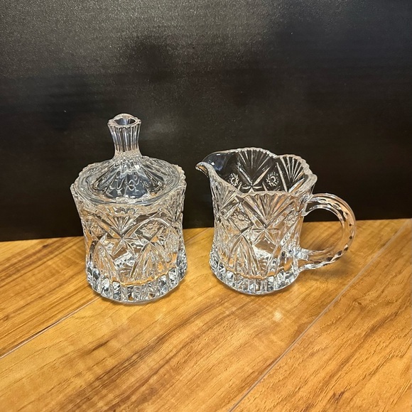 Crystal Sugar and Creamer Set - Picture 1 of 5